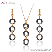 Xuping Fashion Plaqué Or Cercles Ovales Bijoux Céramique (63829) en Bijoux Acier Inoxydable